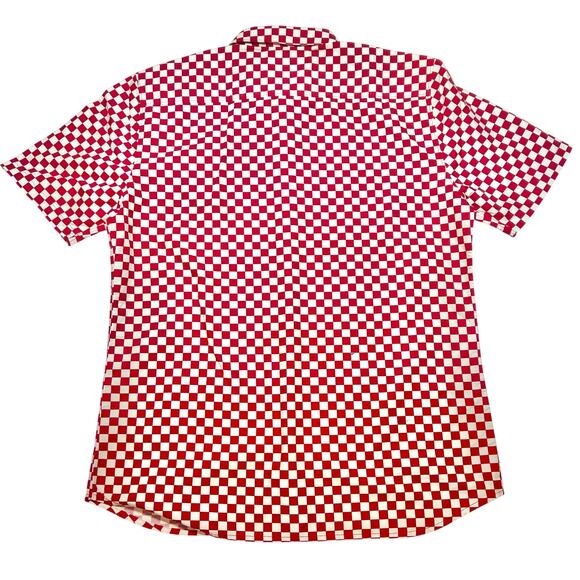 Vans Off The Wall Button Up Shirt Short Sleeve Red And White Checkered New - Picture 2 of 5